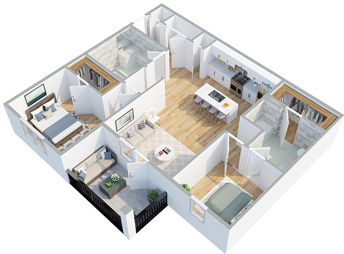 2 bedroom floorplan 700w